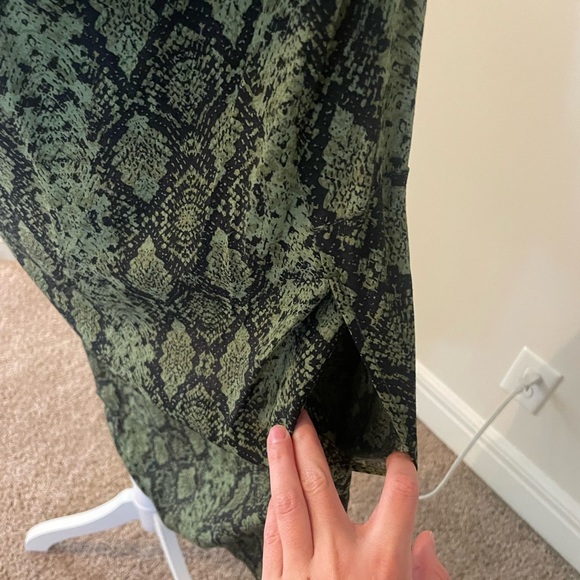 Green and black python print dress by Anthropologie - Picture 4 of 9